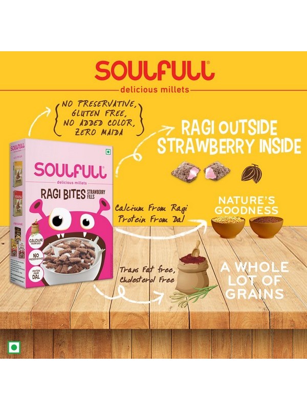Soulfull Ragi Bites - Strawberry Fills, 250 gm