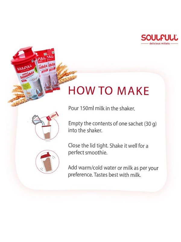 Soulfull Millet Smoothix - Almond , 150 gm + Free Shaker