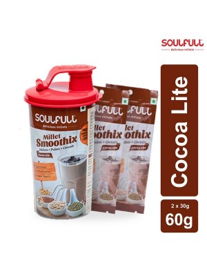 Soulfull Millet Smoothix - Cocoa Lite, 150 gm + Free Shaker