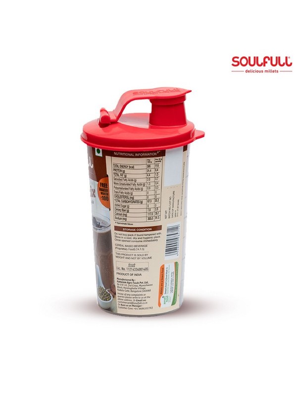 Soulfull Millet Smoothix - Cocoa Lite, 150 gm + Free Shaker