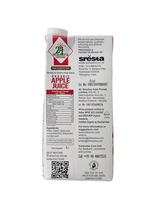 24 Mantra Apple Juice 1 ltr