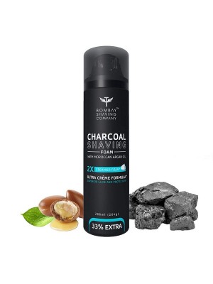 Bombay Shaving Company Activated Charcoal Shaving Foam With Moroccan Argan Oil And 2X Creamier Formulae For Superior Glide And Protection 266 ml