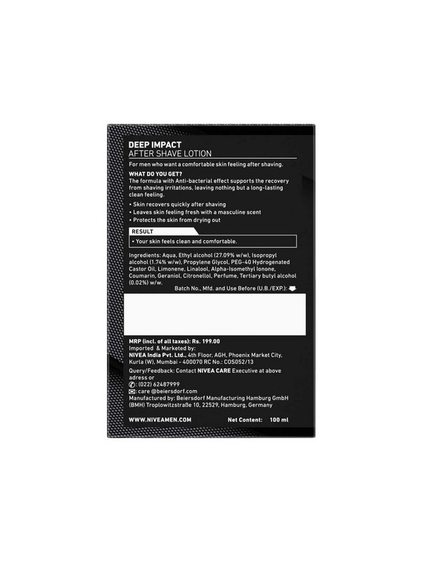 Nivea Men Shaving Deep Impact Comfort After Shave Lotion 100 ml