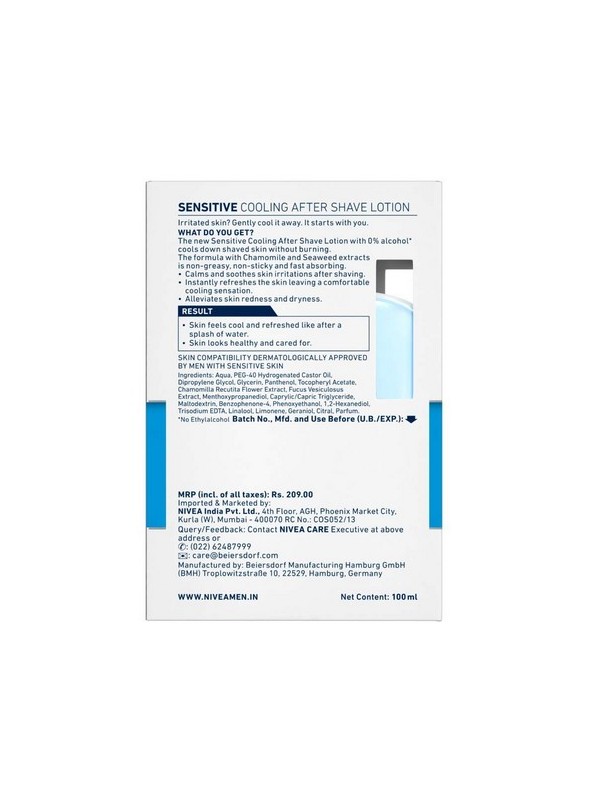 Nivea Men Shaving Sensitive Cooling After Shave Lotion 100 ml