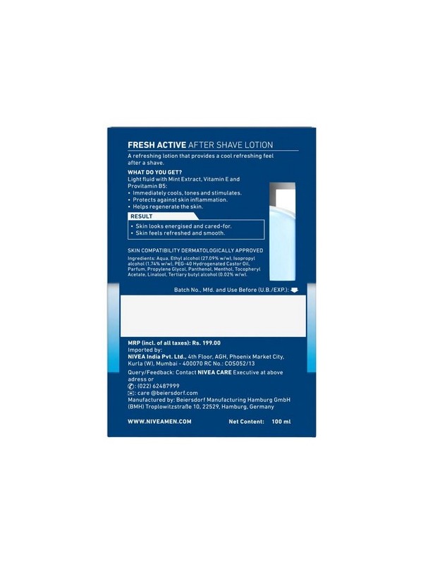 Nivea Men Fresh Active After Shave Lotion - 100 ml