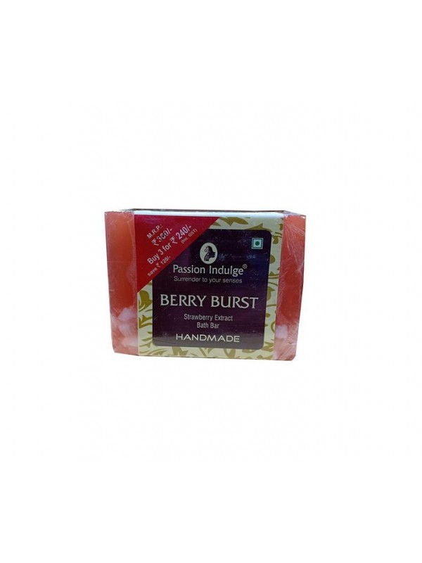 Passion Indulge Handmade Natural Bath Bar Soap Enriched With Essential Oil - Berry Burst (Pack of 3) 300 gm