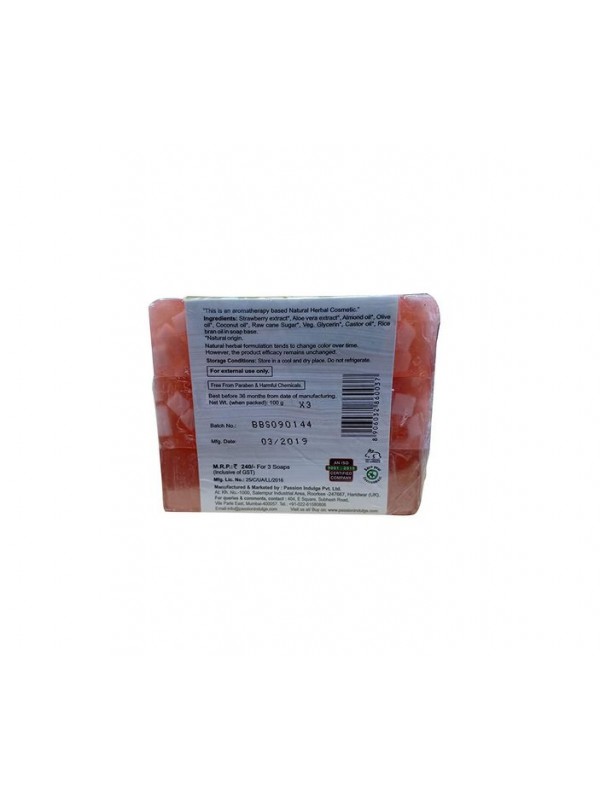 Passion Indulge Handmade Natural Bath Bar Soap Enriched With Essential Oil - Berry Burst (Pack of 3) 300 gm