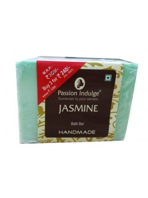 Passion Indulge Handmade Natural Bath Bar Soap Enriched With Essential Oil - Jasmine (Pack of 3) 300 gm