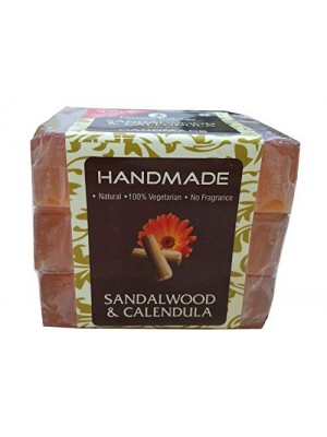 Passion Indulge Handmade Natural Bath Bar Soap Enriched With Essential Oil - Sandalwood (Pack of 3) 300 gm