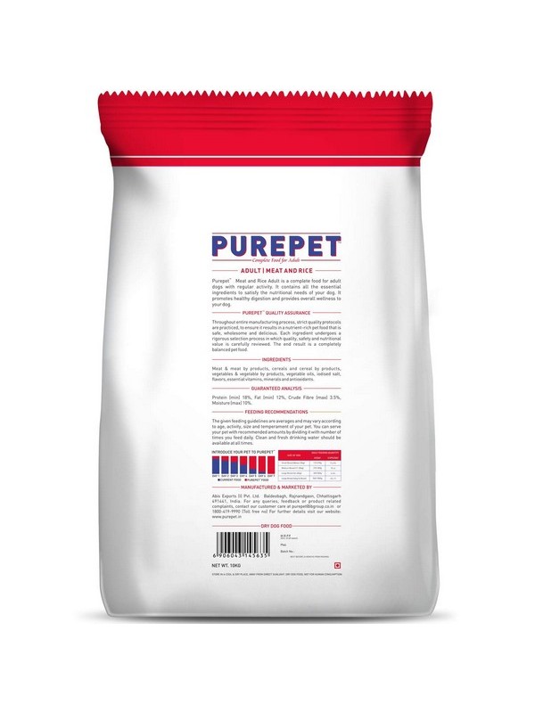 Purepet Meat And Rice Dog Adult, 10 kg