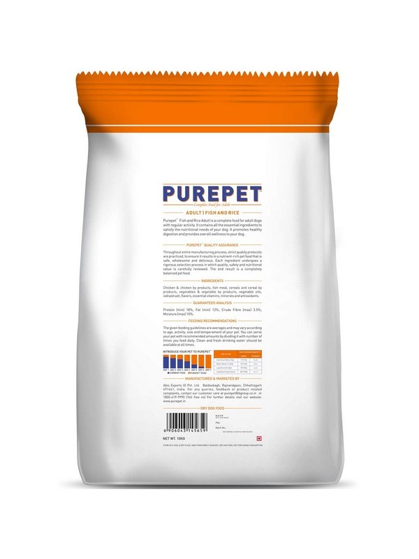Purepet Fish And Rice Dog Adult, 10 kg