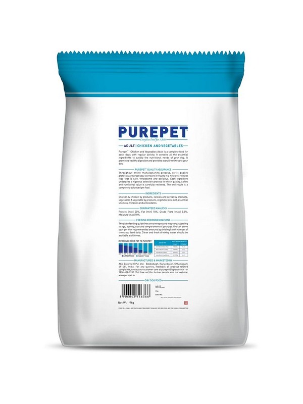 Purepet Chicken And Vegetables Adult Dog Food, 9 kg