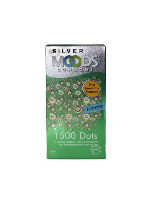 Moods Silver Condoms - 12 Count (1500 Dots)