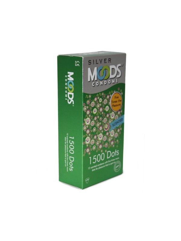 Moods Silver Condoms - 12 Count (1500 Dots)