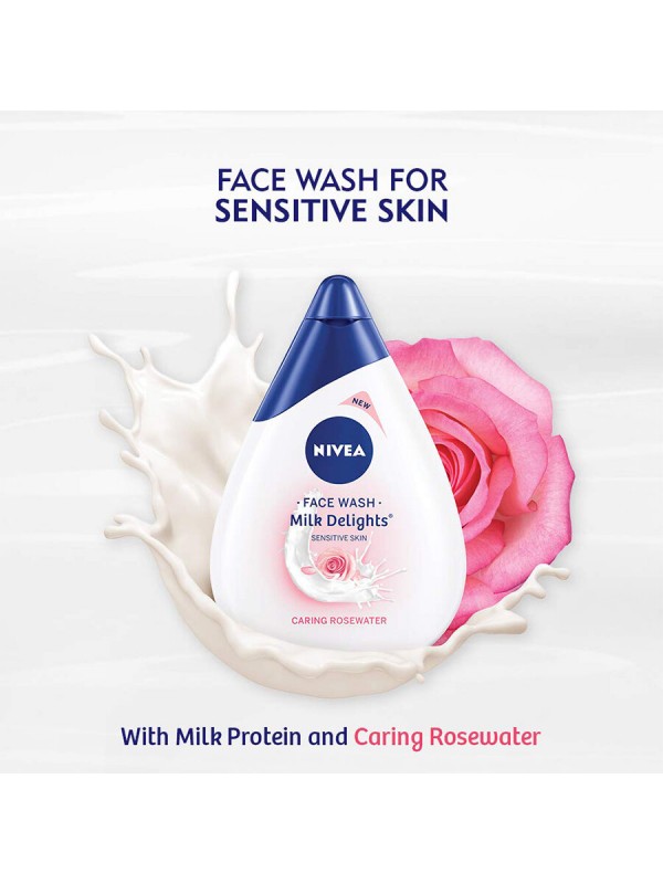 Nivea Face Wash Milk Delights Caring Rosewater Sensitive Skin 50 ml