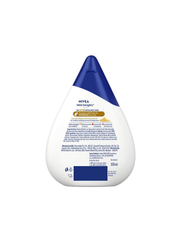 Nivea Face Wash Milk Delights Fine Gramflour Oily Skin 100 ml