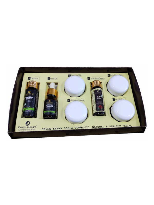 Passion Indulge Activated Charcoal Pearl Black 7 Star Facial Kit 250 gm