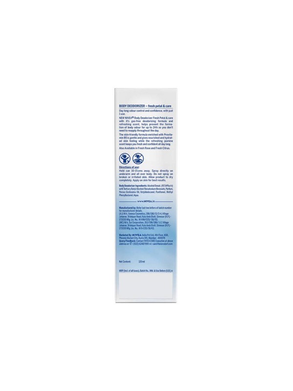 Nivea Deodorizer Fresh Petal & Care Deodorant Gas Free Women 120 ml