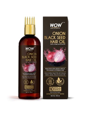 Wow Skin Science Onion Black Seed Hair Oil - With Comb Applicator - Controls Hair Fall 100 ml