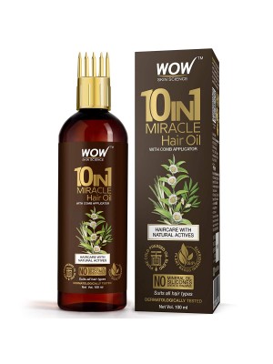 Wow Skin Science 10 In 1 Miracle Hair Oil - With Comb Applicator - Cold Pressed 100 ml