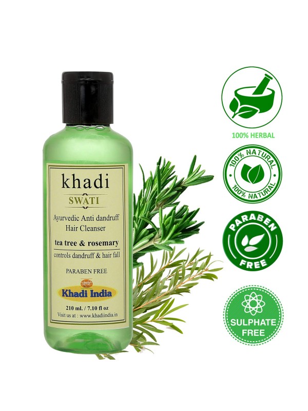 Swati Khadi Anti Danddruff Hair Cleanser With Tea Tree & Rosemary 210 ml