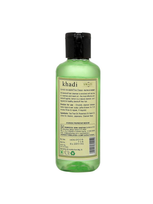 Swati Khadi Anti Danddruff Hair Cleanser With Tea Tree & Rosemary 210 ml
