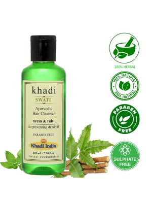 Swati Khadi Herbal Neem & Tulsi Hair Cleanser 210 ml