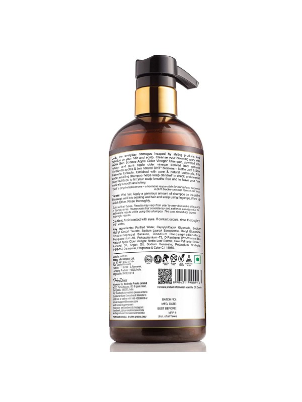 Wow Skin Science Apple Cider Vinegar Shampoo 500 ml