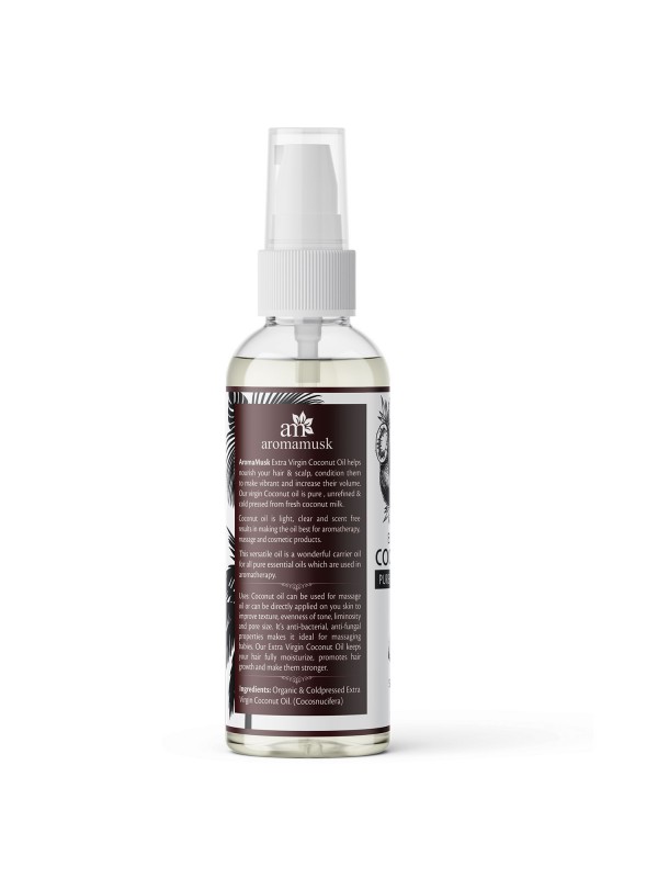 Aroma Musk Organic 100% Pure Cold Pressed Extra Virgin Coconut Oil For Hair And Skin, 100 ml