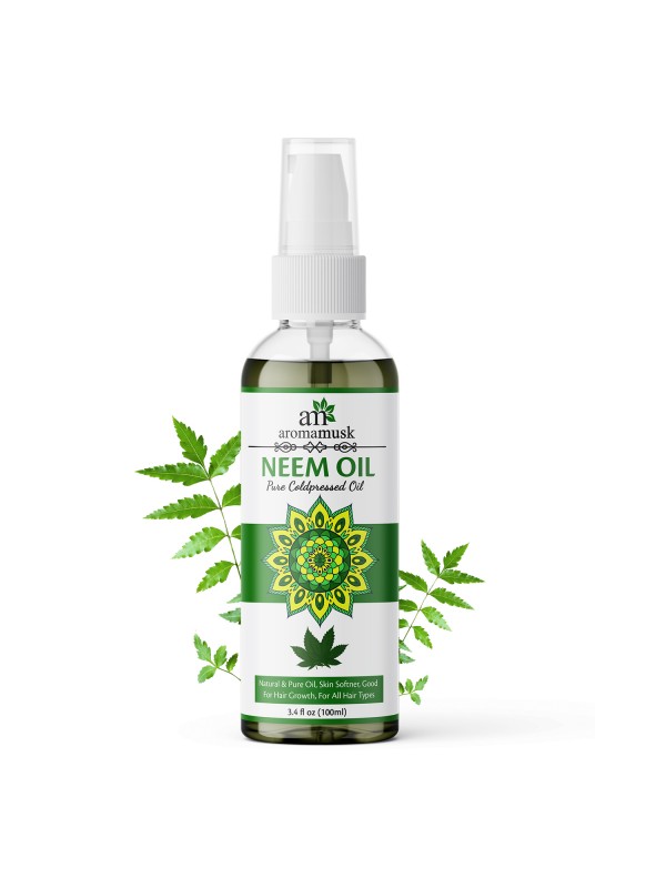 Aroma Musk USDA Organic 100% Pure Cold Pressed Neem Oil For Hair, Skin & Nails - Natural Insect Repellent, 100 ml