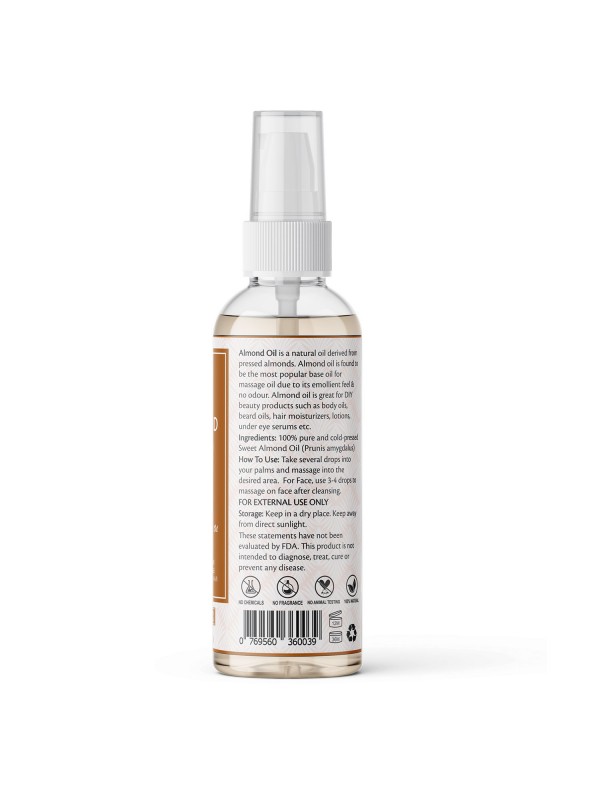 Aroma Musk 100% Pure Cold Pressed Sweet Almond Oil For Massage, Skin, Under Eye & Hair, 100 ml