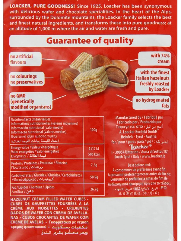 Loacker Gardena Fingers Hazelnut 125gm