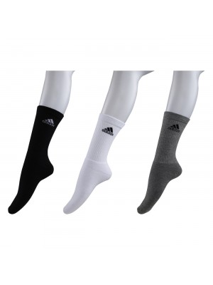 Adidas Men's 67% Cotton 12% Polyester 19% Nylon 1% Elastane Half Cushion Crew Socks (Anthracite, Grey, White, Free Size) - Pack of 3