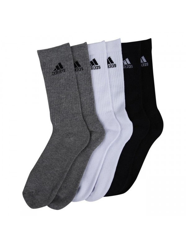 Adidas Men's 67% Cotton 12% Polyester 19% Nylon 1% Elastane Half Cushion Crew Socks (Anthracite, Grey, White, Free Size) - Pack of 3