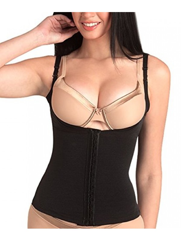 Women's Plain/Solid Shapewear Top (Pearlblackl_Black_L)