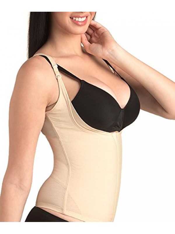 Women's Plain/Solid Shapewear Top (Pearlnudel_Beige_L)
